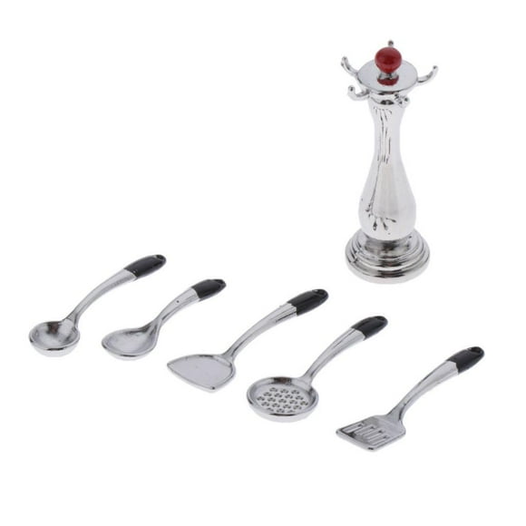 12 De Utensilios Con Soporte Para Bastidor (6 Piezas) Vajilla Juguetes Cocina Comedor Para Accesorios De Yotijar Cocina en miniatura de casa de muñecas