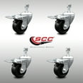 thumbnail image 2 of 3 Inch SS Soft Rubber Swivel 3/8 Inch Threaded Stem Caster Set Total Lock Brake, 2 of 2