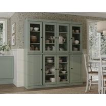 Palace Imports 100% Solid Wood Kitchen Pantry Storage Cabinet with Glass Doors and Adjustable Shelves, Sage