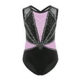 thumbnail image 3 of Haitryli Girls' Sleeveless Dance Leotards with Shorts Hair Tie Three-Piece Sparkling Ballet Unitards Gymnastics Outfits Light Purple 14, 3 of 7