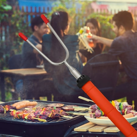 

XyyWen Barbecue forksBarbecue Forks Set360-degree Rotation Roasting Sticks Stainless Steel Forks Extendable Rotating U Shape Hot Dog Roasting Sticks With Plastic Handle