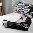 thumbnail image 4 of Manfei Boys Football Twin Quilt Set, Sport Checkered Twin Coverlet Set, Black Gray, Black Reversible 2pcs, 1 Bedspread and 1 Pillowcase, 4 of 7