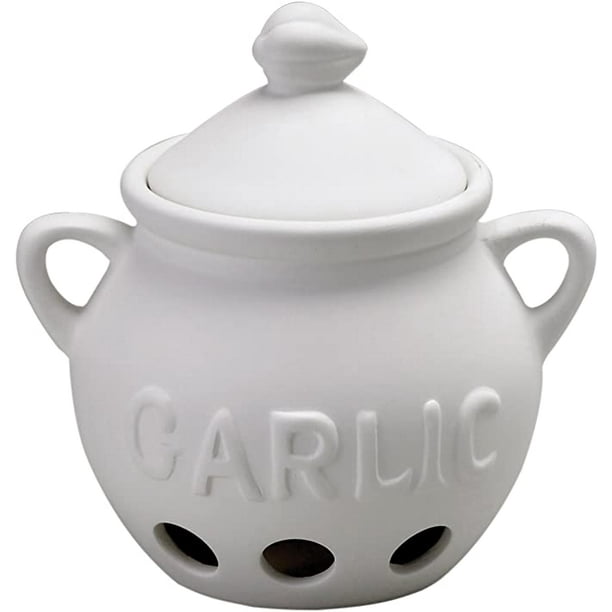 HIC Garlic Clove Keeper, Vented Ceramic Storage Container with Lid
