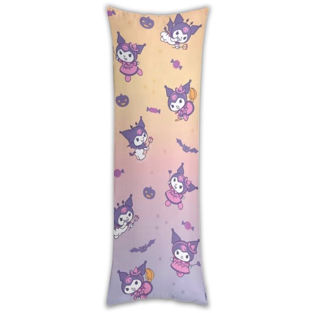 Funda de almohada Kuromi de cuerpo entero, funda de almohada larga, almohada de compañero de juegos para niños, cojín de sofá, muebles para el hogar, decoraciones de cama de 20" x 54"
