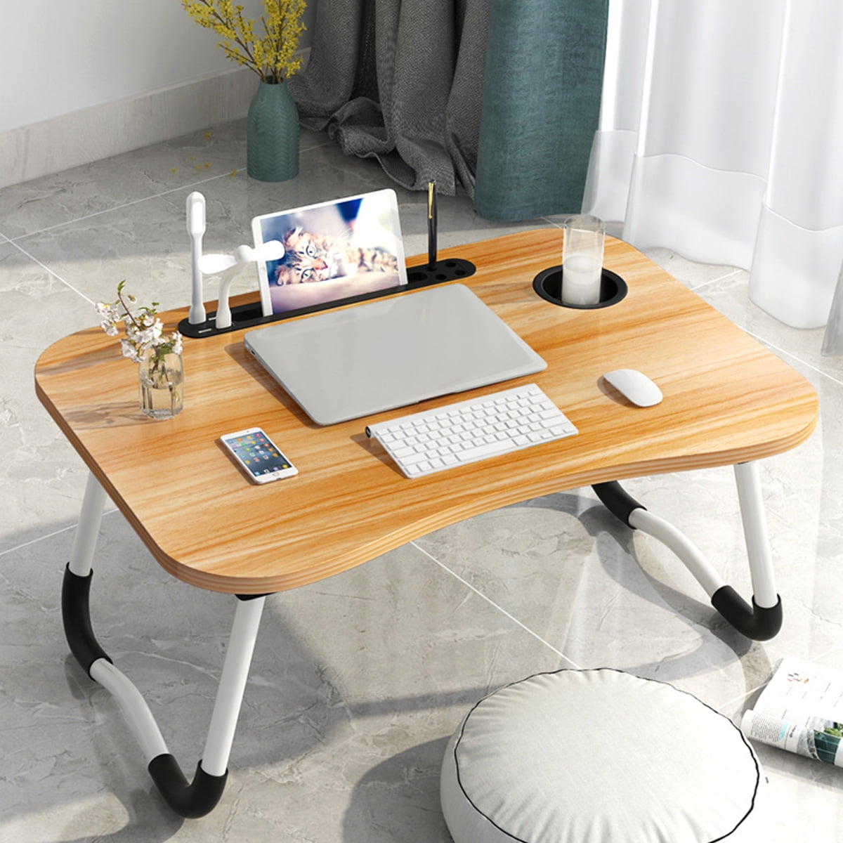 Foldable  Portable Deluxe Bamboo Laptop Bed Desk Table Workstation Tray Lap Fold 
