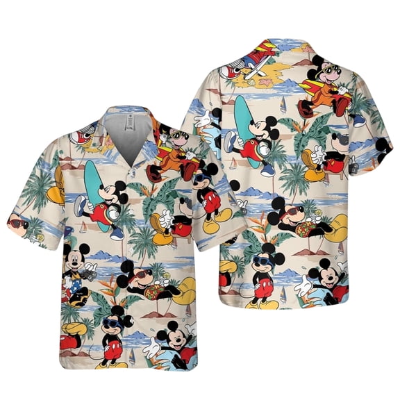 Mickey Hawaii Shirt, Mickey Aloha Shirt, Disney Summer Vacation Hawaiian Shirt, Unisex Tropical Beach Button Down