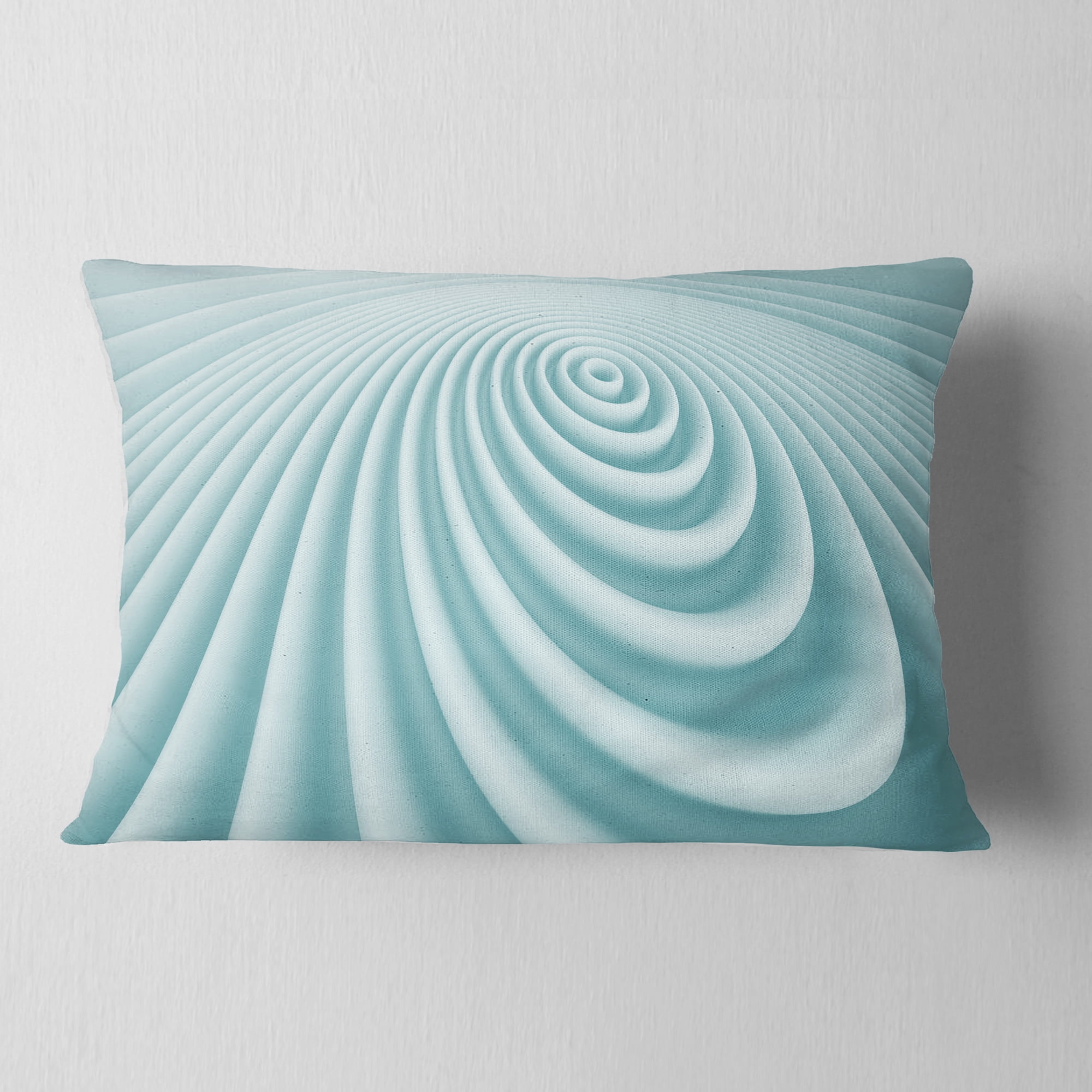 Designart Fractal Rounded Blue 3D Waves - Contemporary Throw Pillow - 12x20