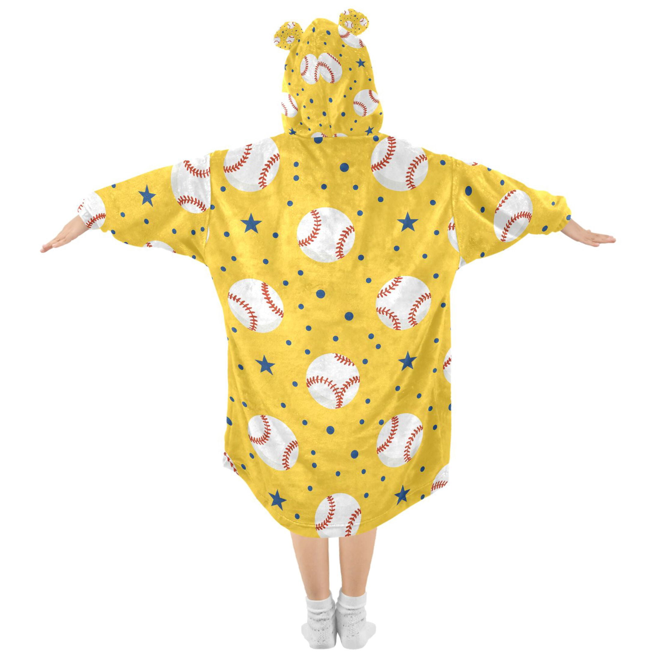 joogoo Blanket Hoodie for Baseball and Stars Oversize Sweatshirt 3-14 YR L
