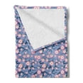 thumbnail image 2 of Cherry Blossom Soft Flannel Fleece Blanket, Art Deco Fish Scale Pattern Cherry Flowers and Climbing Bean Plant, Cozy Plush for Indoor and Outdoor Use, 60" x 80", Pink and Violet Blue, by Ambesonne, 2 of 5