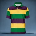 thumbnail image 2 of IWRICH Men's Striped Polo Shirts Short Sleeve Mardi Gras Button up Shirt Plus Size Loose Fit Casual Tees 03-Green L, 2 of 3