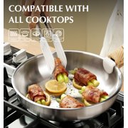 Koch Systeme CS Stainless Steel Frying Pan Set, 8, 9.5, 11 Stainless Steel Pans with Removable Handle, Tri-Ply Steel Base, Frying Pan Set 4PCS, Induction Compatible Skillets