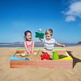 thumbnail image 2 of Kids Wooden Sandbox for 1-3 Year Olds | 47.25" Outdoor Sand Box with Storage & Fabric Bottom | Backyard Sandpit Play Equipment, 2 of 6
