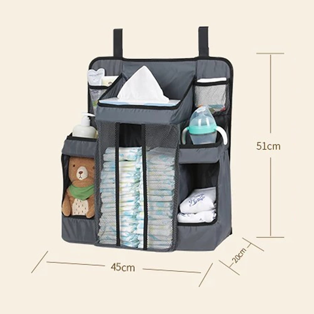 Baby Crib Hanging Bags Portable Bedside Organizer Diaper Storage Bag Box