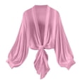 thumbnail image 4 of Lixiuxyad Womens Elegant Sheer Chiffon Cardigan Long Sleeve Tie Front Lightweight Summer Outfits,Pink, 4 of 7