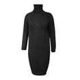 thumbnail image 5 of DHFJKG Womens Sweaters Dress Turtleneck Knitted Jacquard Sweater Solid Color Loose Fit Maxi Dress Winter Long Sleeve Ankle-Length Cozy Dresses, 5 of 6