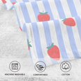 thumbnail image 3 of Blue Striped Strawberry Pattern Bath Towel 100% Cotton Soft Thick High Absorbency Hand Face Towel Single Pack 16x28in, 3 of 7