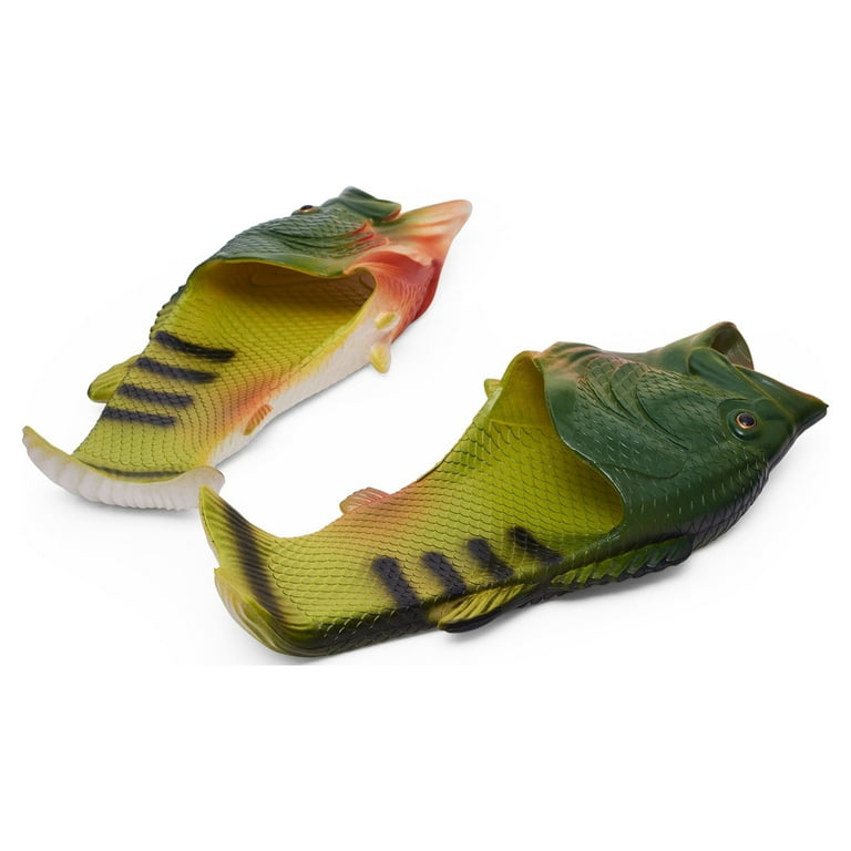 Coddies Fish Flip Flops | The Original Fish Slippers | Funny Gift, unisex Sandals, Bass Slides, Pool, Beach & Shower Shoes | Men, Women & Kids (Green