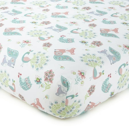 UPC: 0848336092371 | Levtex Baby – Fiona Crib Fitted Sheet – Fits Standard Crib and Toddler Mattress – Floral Ogee Pattern – Pink Teal White – Nursery Accessories – 100% Cotton
