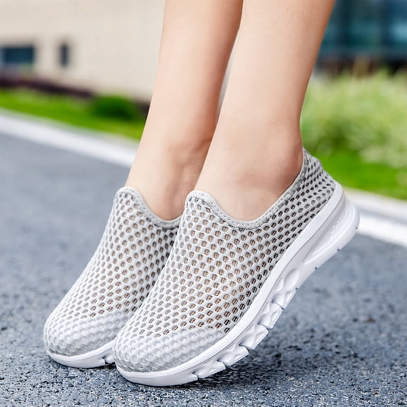 Willtoo Women's Mesh Slip On Walking Shoes, Lightweight Breathable Sneakers, Wide Toe Casual Loafers, Non Slip Comfortable Summer Shoes