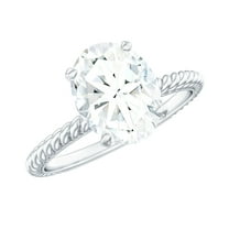 Rosec Jewels Moissanite Oval Engagement Ring 2 Carat - 7X9 mm Moissanite Solitaire Ring - D-VS1 Quality Certified, 18K White Gold, US 10.00