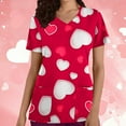 thumbnail image 1 of TIMIFIS Blouse d'Uniforme de Travail pour Femmes, Manches Courtes, Col en V, avec Poches - Rose Vif P, 1 of 5