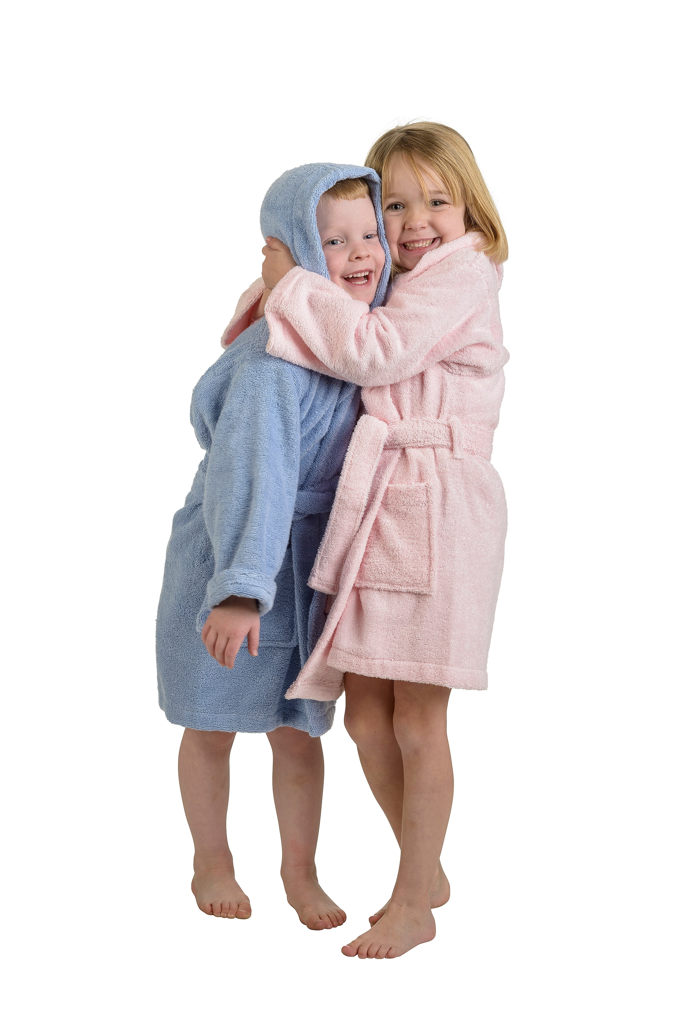 Cotton Kids Soft Lightweight Hooded Bathrobe, Small/Medium, Blue