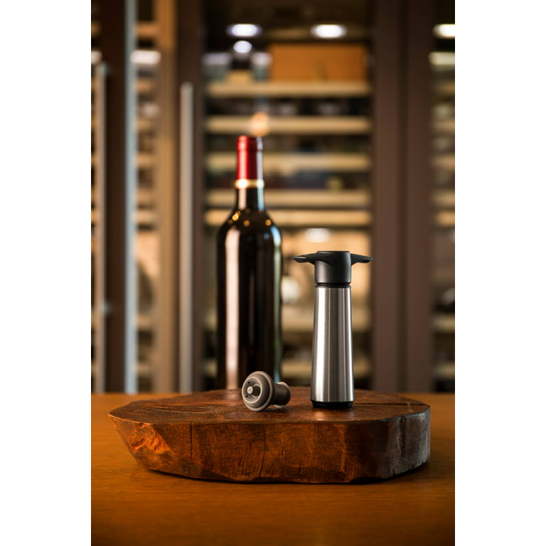 Vacu Vin Wine Saver - Stainless Steel - 1 Pump 2 Stoppers 2 Servers - Wine  Stoppers for Bottles with Vacuum Pump and Pourer - Reusable - Made in the