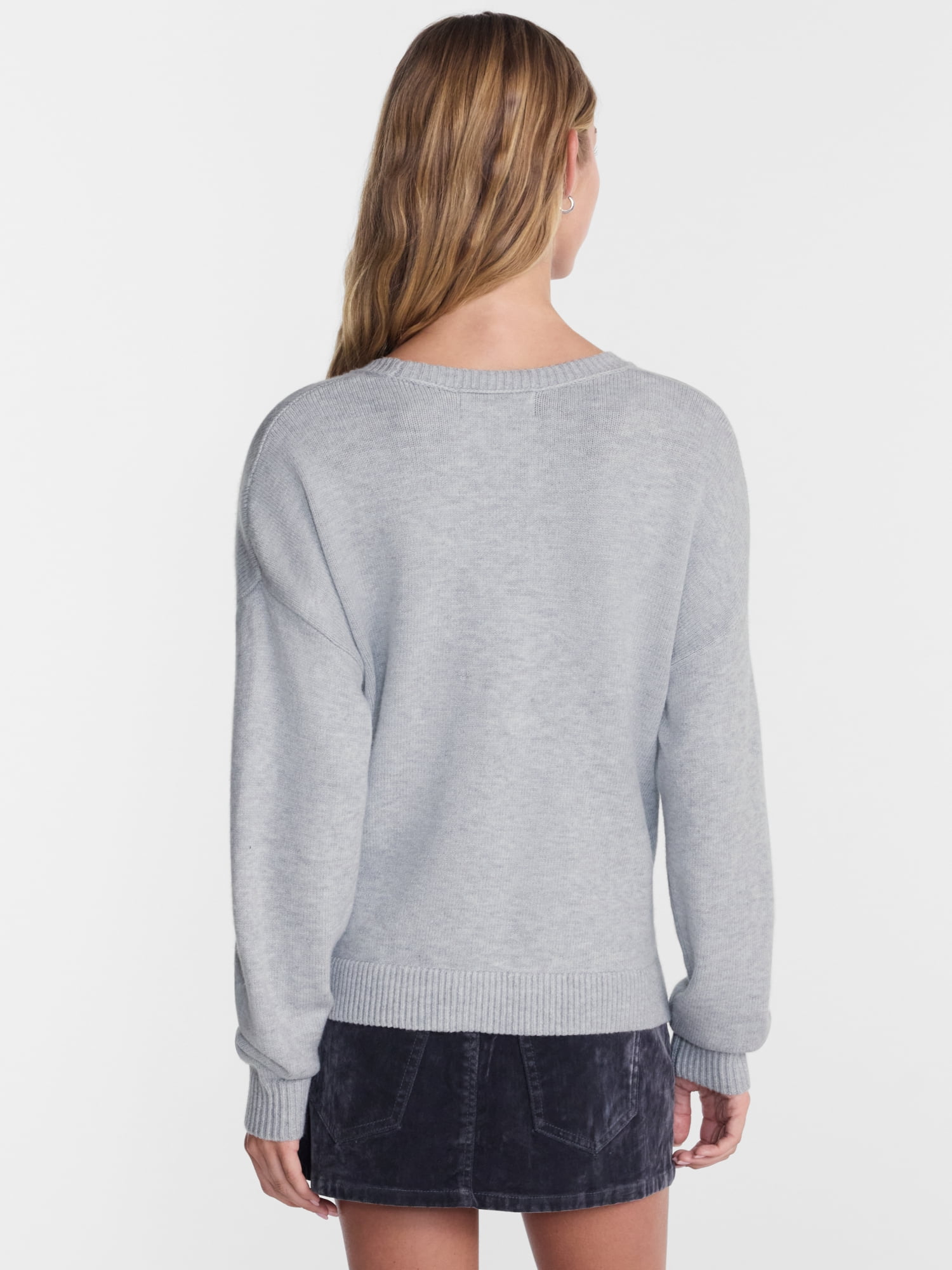 No Boundaries Essential Crewneck Sweater, Lightweight, Women's and Women's Plus XXS-4X