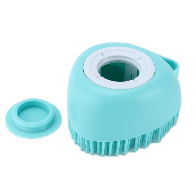 Cepillo de masaje con champú para mascotas, cepillo de silicona para baño de perros y gatos, cepillo de aseo para perros y gatos, azul