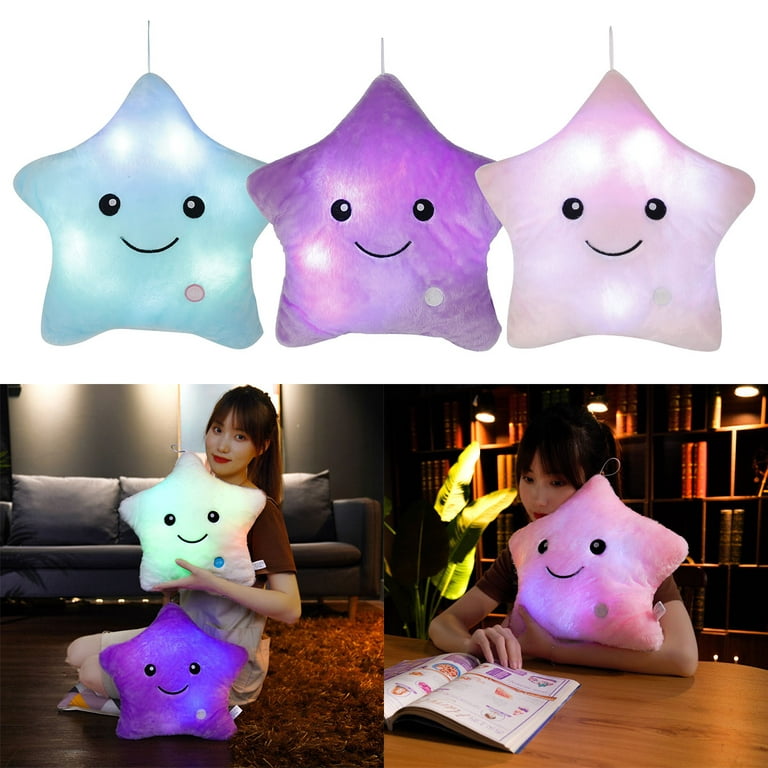 Willstar Creative Glowing Star Pillow Luminous Pillow Toys Soft Plush Star  Cushions LED Night Light Pillows 