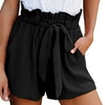 thumbnail image 1 of Aayomet Womens Shorts Fashion Ruffle Elastic Waist Summer Beach Short With Pockets Belt (A, XL), 1 of 5