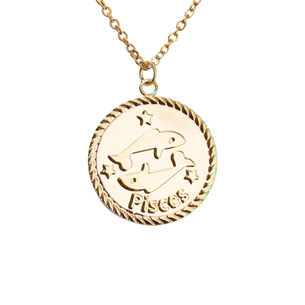 Collar para Mujer de Horóscopo LuckyLy, Acero Inoxidable con Baño de Oro 18k y Dije de Signo Zodiacal, Modelo Astra dorado UNITALLA