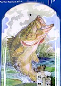 Thermometer Hanging Metal ~ 22 Gauge Metal Lithograph Print Measures 5" x 17" Indoors or Outdoors {Guy Harvey Fish}