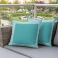 thumbnail image 5 of Pack of 2 Outdoor Pillow Covers 18x18 Inch Waterproof Turquoise Throw Pillow Covers,Decorative Couch Pillow Shams Protectors Geometric Boho Ethnic Tile Chic Monochrome Patio Cushion Pillowcases, 5 of 8