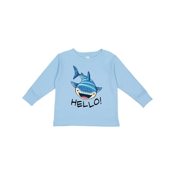 Inktastic Cute Whale Shark Says Hello Boys or Girls Long Sleeve Toddler T-Shirt