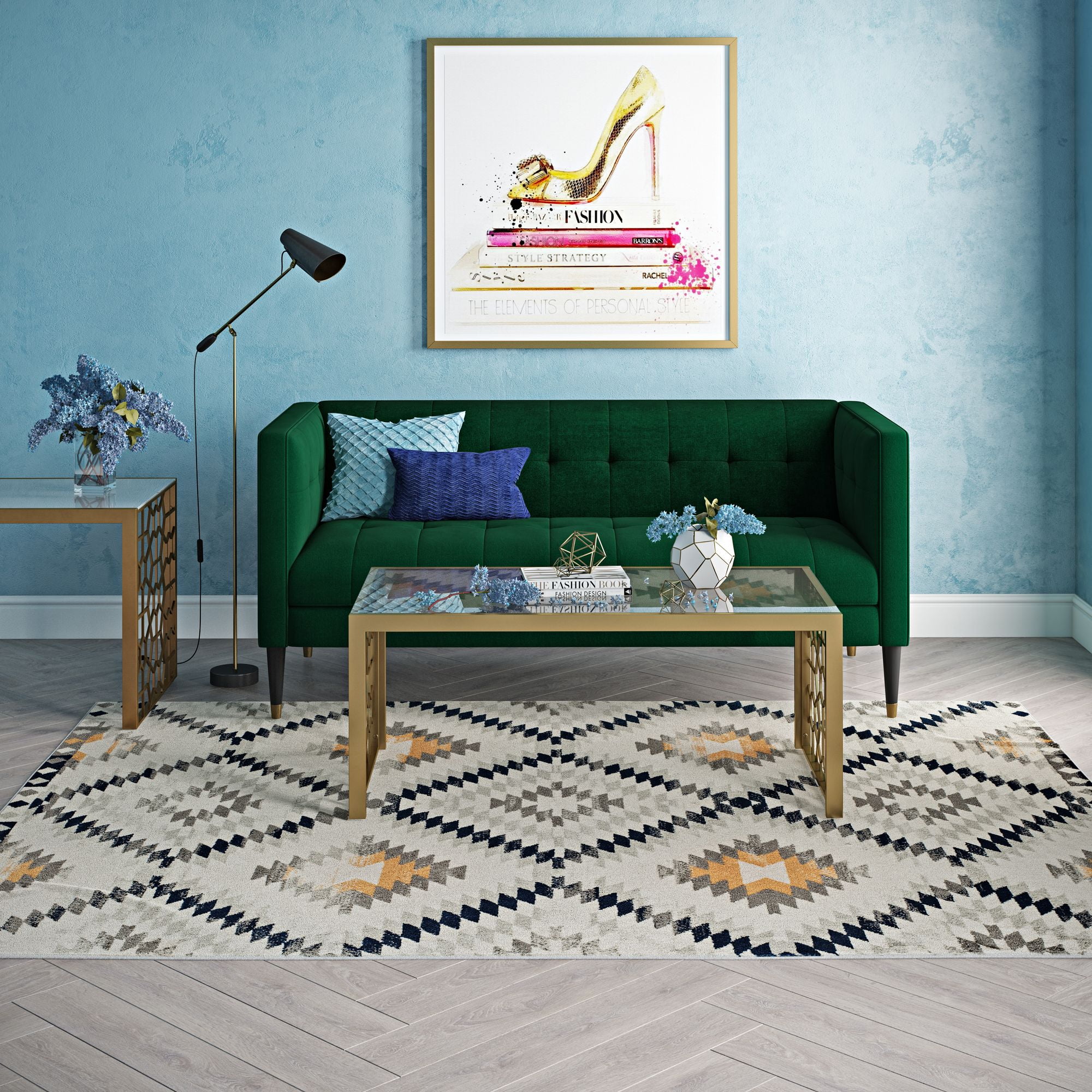 Soleil BR30A Kilim Gold Tribal Moroccan ivory Area Rug, 3'x5'