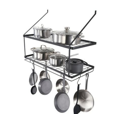 Noeteard Pot and Pan Rack Pot and Pan Hanging Rack Pot and Pan Hanger with S Hooks Ideal for Pans Utensils Cookware in Kitchen Wall Mount 30 in