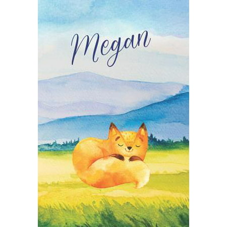 Megan : Personalized Name and Fox in the Forest and Mountains on Cover, Lined Paper Note Book For Girls or Boys To Draw, Sketch & Crayon or Color (Kids Teens and Adult Journal