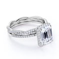 thumbnail image 3 of JeenMata 1.5 Carat Emerald Cut Moissanite Wedding Set with Infinity Band in 18k White Gold Over Silver, 3 of 7