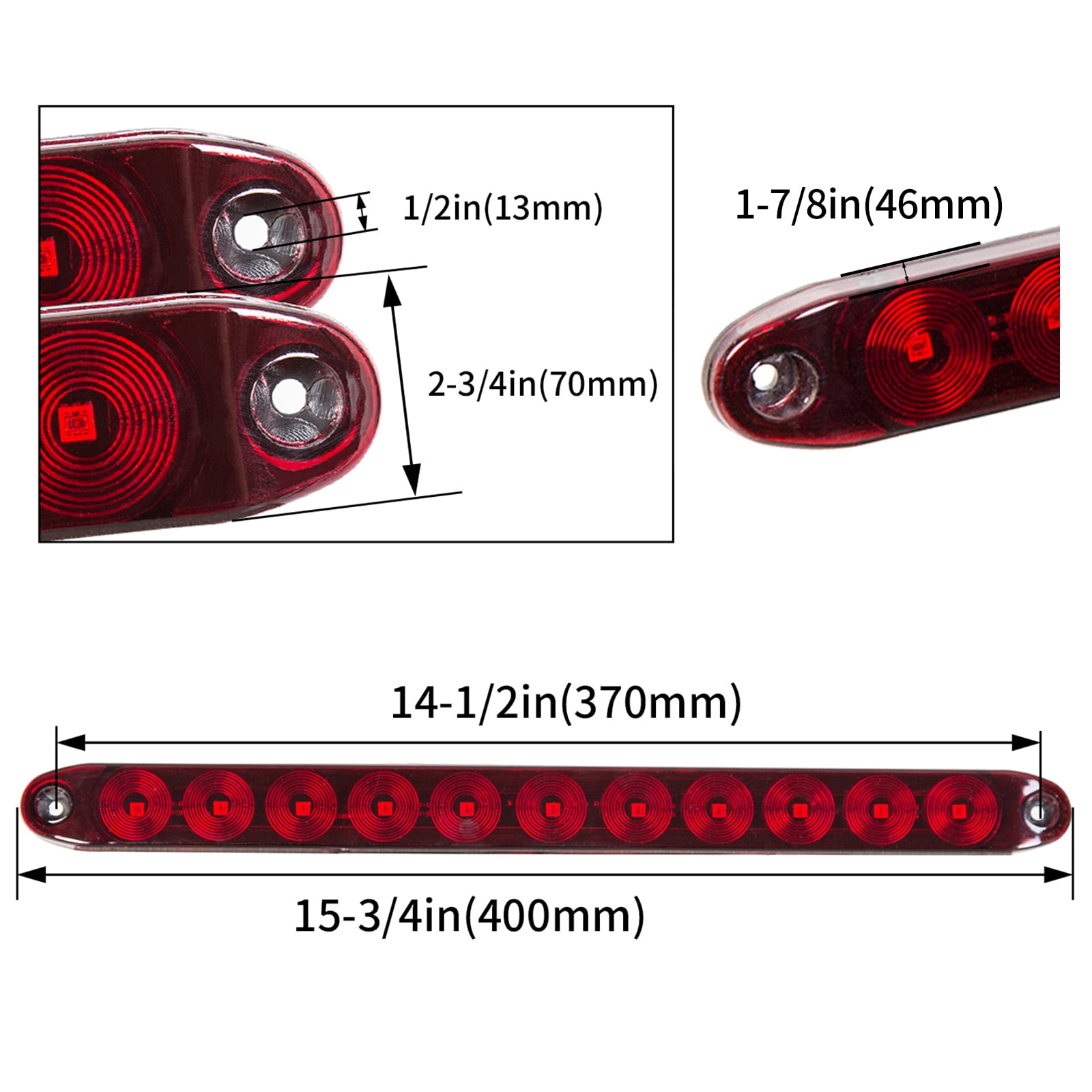 2pcs Red 11 LED Stop Brake Turn Tail light Bar 15" for Truck RV Trailer Car