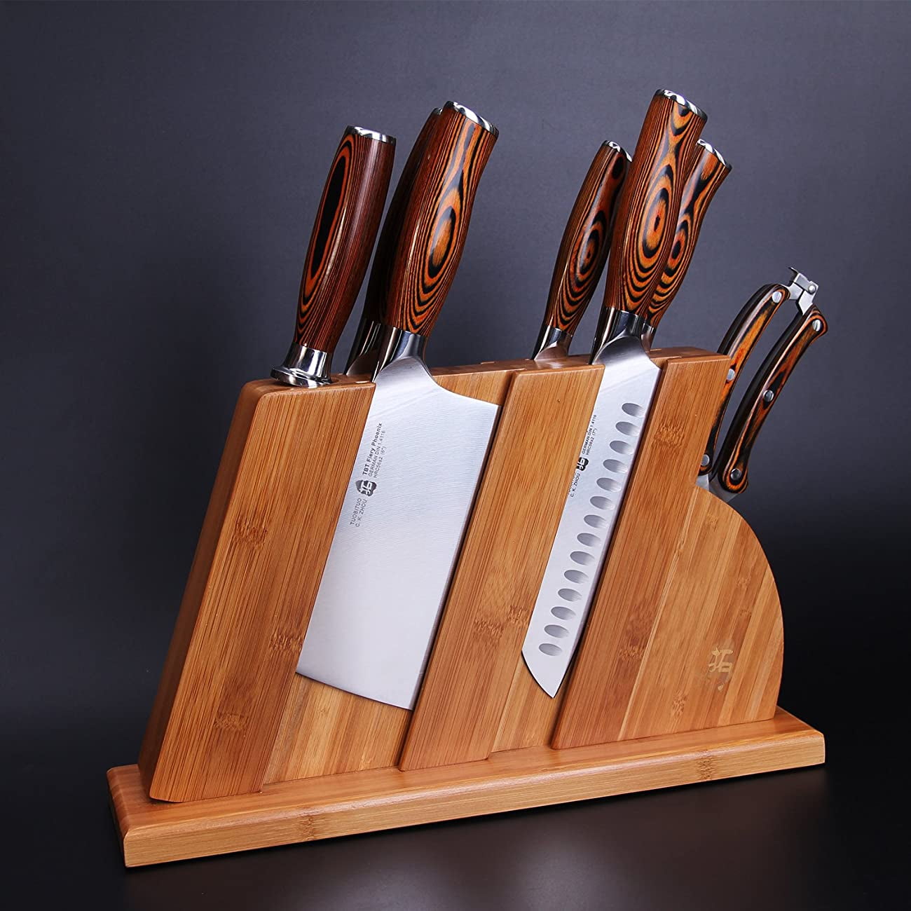 8-piece Japanese Full-tang Kitchen Knife Set With Smooth Satin Finish the  Emperor Collection High Carbon Steel W/ Blackwood Handles 