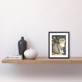 thumbnail image 2 of Cute Cat with Floral Pattern Fur and Autumn Flower Blooms Art Nouveau Modern Illustration Artwork Framed Wall Art Print 9X7 Inch, 2 of 5