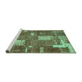 thumbnail image 2 of Ahgly Company Machine Washable Indoor Rectangle Patchwork Turquoise Blue Transitional Area Rugs, 5' x 8', 2 of 4