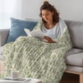 thumbnail image 3 of Sage Green Flowers Throw Blanket,Flannel Fleece Blanket with Striped Design for Couch,Rustic Pastoral Botanical Floral Leaf Soft Breathable All Season Plush Blankets for Sofa Office Car Seat 40"x60", 3 of 9