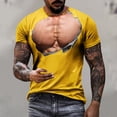 thumbnail image 2 of ZCFZJW 3D Novelty Tops for Men Big and Tall Regular Fit Casual Summer Short Sleeve Fake Muscle Pattern Graphic Tees Shirt Trendy Holiday Vacation T-Shirts Orange S, 2 of 6
