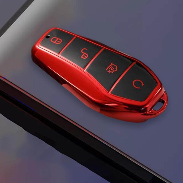 Dalazy Housse de Clé de Voiture Premium pour Série Byd Clé Intelligente Facile à Installer Rouge