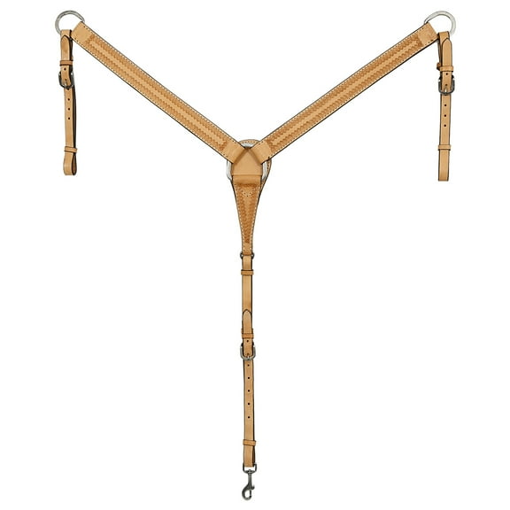 HILASON Western Horse Genuine Leather Hand Tooled Breast Collar Tan