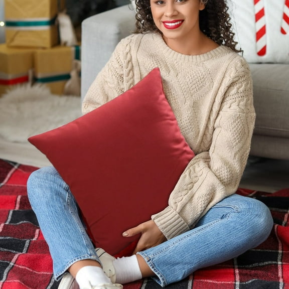 Christmas Plaid Pillow Covers 18x18, Red Throw Pillow Case for Couch Sofa Bed Chair, Decorative Cushion Cover Holiday Farmhouse Decor for Living Room and Outdoor