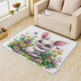 thumbnail image 1 of Cute Rabbit Area Rug 6X8 Living Room, Cartoon Rabbit Rugs for Bedroom,Rug Decorations, Rabbit Wild Flower Carpets Fluffy Washable, Soft Ultra-Thin Non Shedding Non Slip Non Toxic Area Rug 8i&-140, 1 of 7