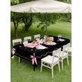 thumbnail image 3 of Outdoor Tablecloth with Umbrella Hole and Zipper, Valentine's Day Rectangle Table Cloth 54x80 Inch Waterproof Tablecloth, Pink Bowknot Ribbon on Black Mother's Day Picnic Table Cover for Patio, 3 of 7